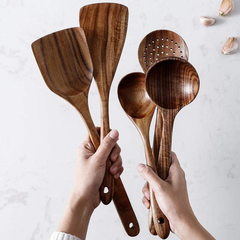 TEAK WOODEN UTENSIL SET