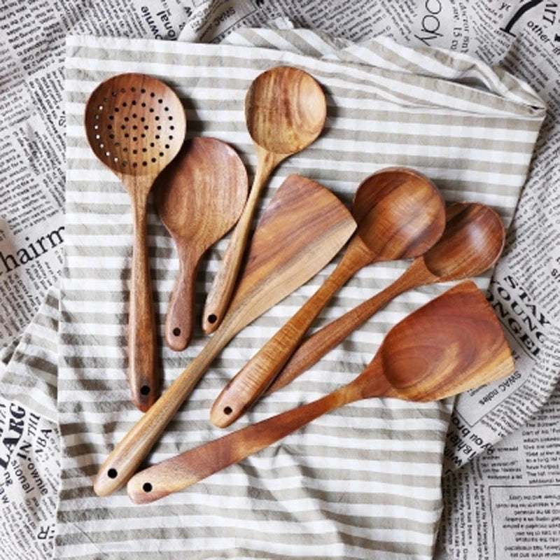 TEAK WOODEN UTENSIL SET